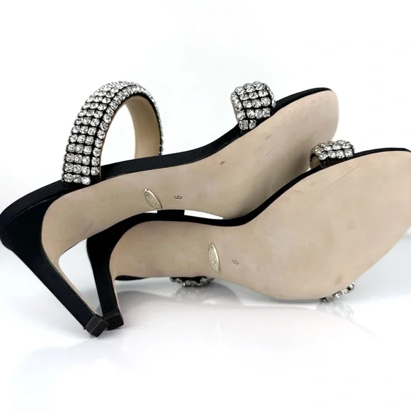 Badgley Mischka Women's Sade Jeweled Double Band Heeled Sandals Black Size 6 - Picture 10 of 12